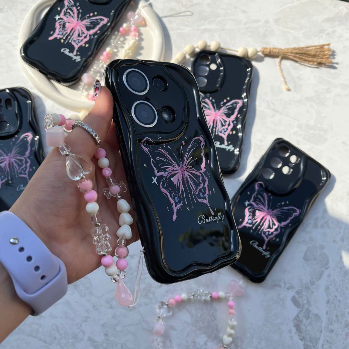 قاب موج پروانه صورتی بدون آویز  کد RC0310005 - تصویر 3