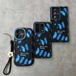 قاب سولید یووی پروانه آبی همراه با آویز سری سامسونگ blue butterfly